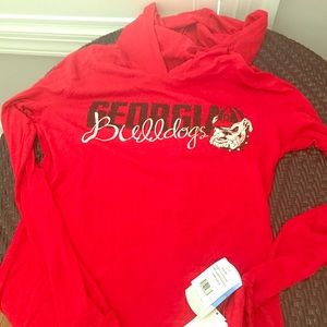 Georgia Bulldogs Hooded Long Sleeve Red Shirt